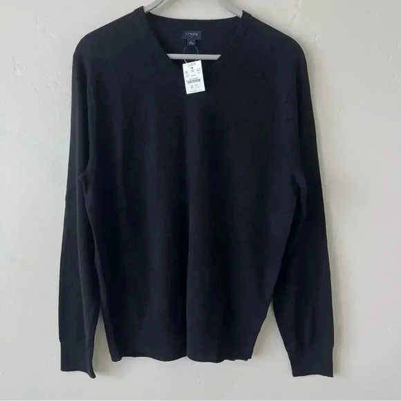 J.Crew Factory Machine washable merino wool blend V-neck sweater Black L NWT - Picture 4 of 6